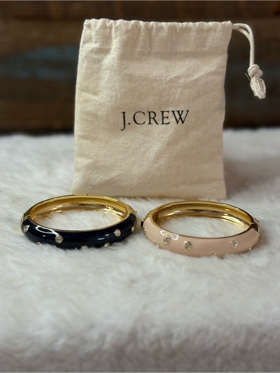 Jewelry - J.Crew Women's Gold-Tone Black and Blush Crystal Bangle Set